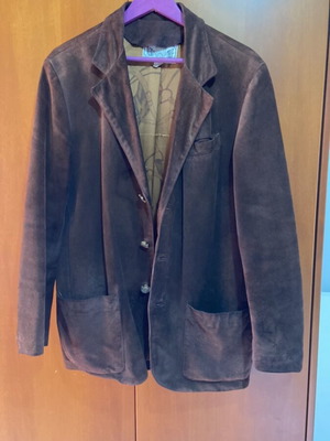 Suede jacket men's vintage 1980s Vera Pelle used, size S, brown