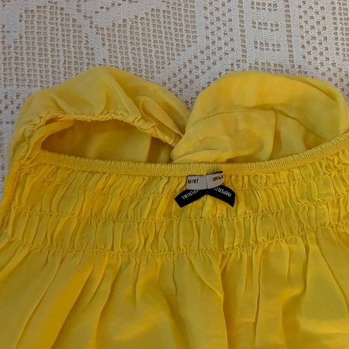 Imperial Yellow Strapless Women's Blouse S Made in Italy Silk Cotton