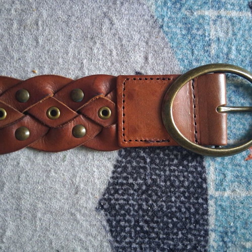 BSB leather belt used, brown with studs