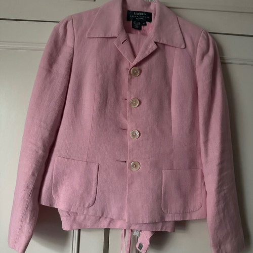 Ralph Lauren Petite 4P women's linen suit pink like new