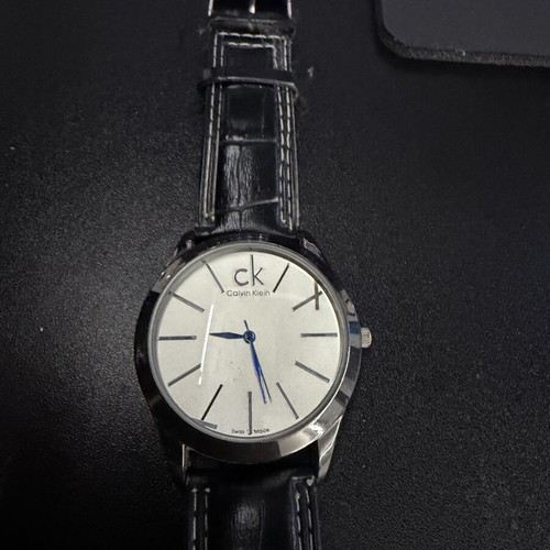 Calvin Klein watch with leather strap used, black