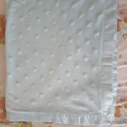 Mothercare baby blue super soft baby blanket with embossed stars like new