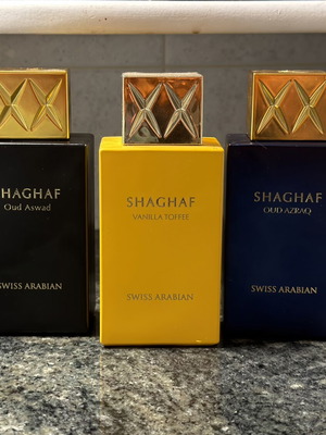 Swiss Arabian σετ Oud Aswad, Oud Azraq & Vanilla Toffee Eau de Parfum 75ml σαν καινούργιο