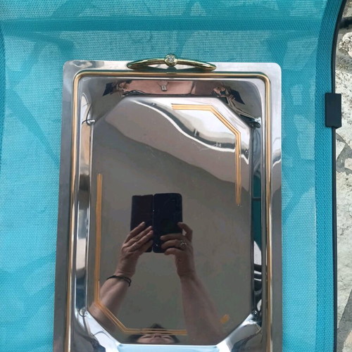 Serving tray used stainless steel 18/10 gold plated 24K