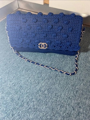Handmade shoulder bag blue like new, unworn