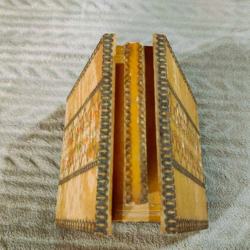 Wooden pyramid tobacco box vintage used from the 70s