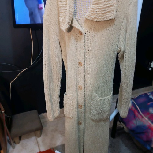 Wool coat 100% hand-knitted, new, beige