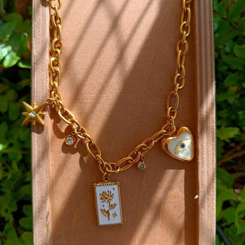 Handmade necklace made of stainless steel gold color new