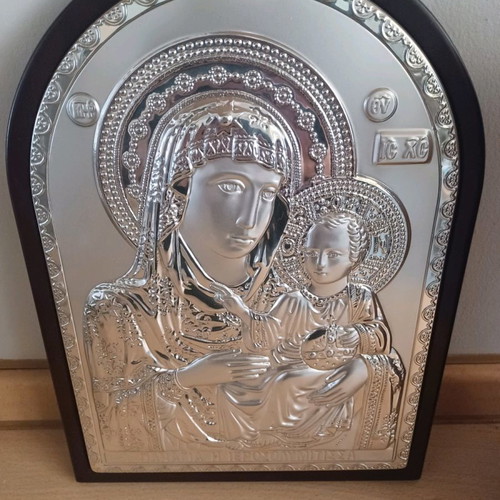 Silver 9.25 Icon of Panagia Ierousolymitissa used