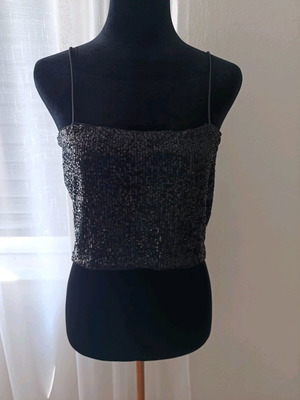H&M women's top with sequins new, black, size L