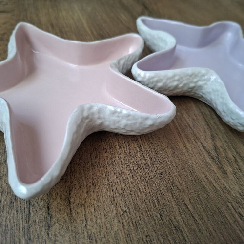 Handmade starfish plaster decor with acrylic paint, new