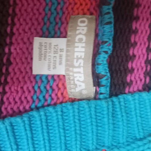 Orchestra knitted cardigan for girl 8 years like new, multicolor, 128 cm
