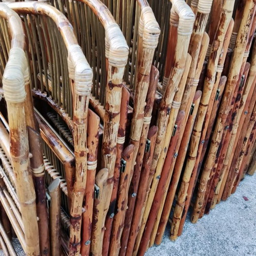 Bamboo folding chairs used, pack of 60 pieces