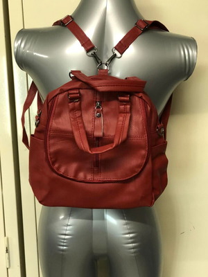 Τσάντα πλάτης κόκκινη, σαν καινούργιο, απομίμηση δέρματος