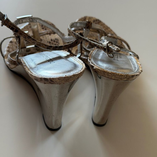 Dolce & Gabbana Snakeskin Wedge Sandals DG Crystal used, size 39.5