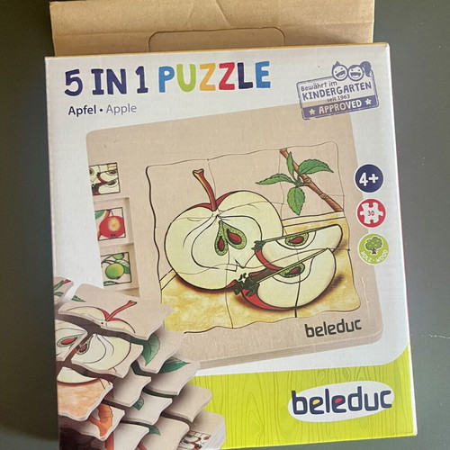 Wooden Montessori puzzle The life cycle of the apple new, 30 pieces