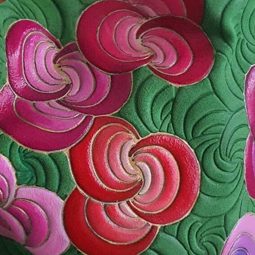 Genuine leather bag new, colorful, hand-painted design, handheld