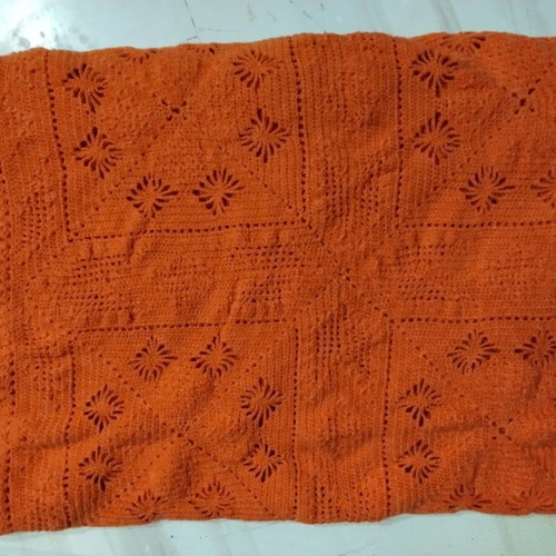 Handmade knitted blanket orange 2.30x2.20 with pillow 45x45, new