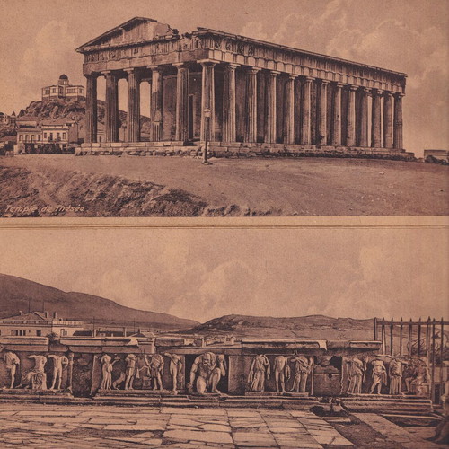 Souvenir d'Athenes Athens Edition booklet with 10 used Acropolis cards