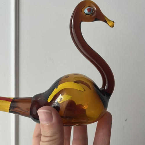 Vintage γυάλινος κύκνος χειροποίητη φιγούρα folk art μεταχειρισμένο