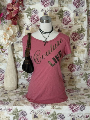 Juicy Couture T-shirt σαν καινούργιο, μέγεθος S/M, ροζ και χρυσαφί