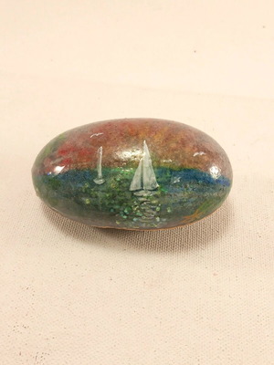 Hand-painted stone made to order, paperweight with sailboats