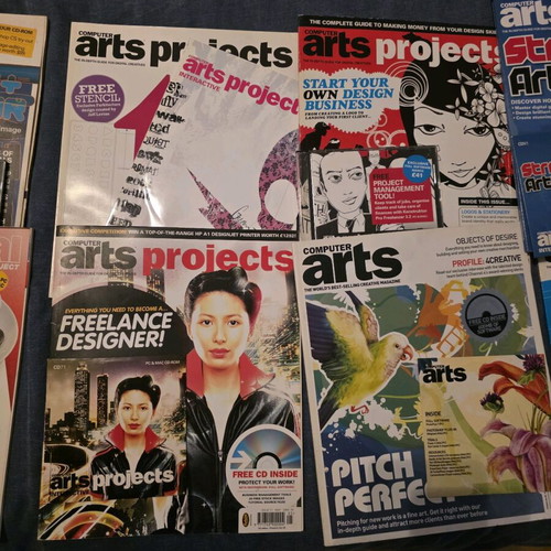 Computer Arts and Computer Arts Projects magazines like new, pack of 10 with collectible CDs