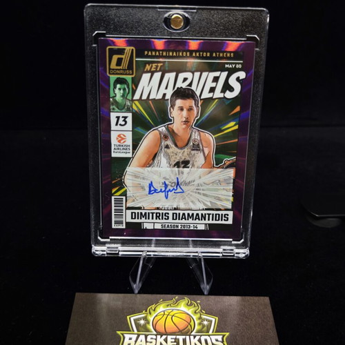 Dimitris Diamantidis 2024-25 Donruss Euroleague Panathinaikos Net Marvels Auto Purple Laser 13/25