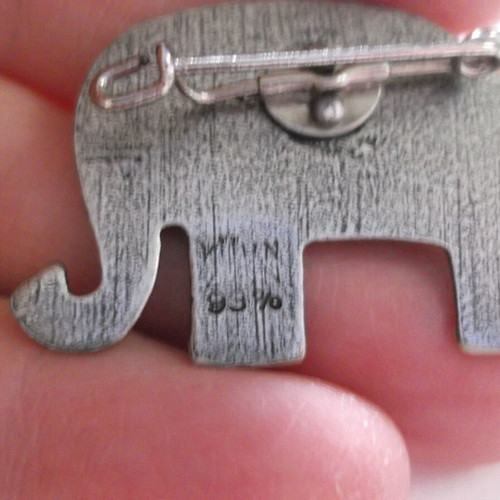 Kuhn Zinn Enamel Elephant Pewter Pin like new, Art Nouveau