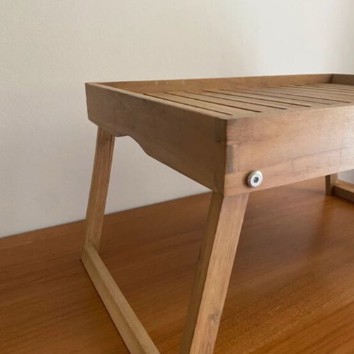 Wooden tray with stand like new, ideal for food or laptop