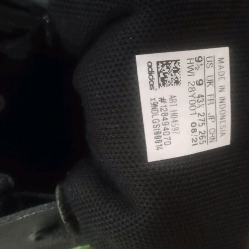 Adidas Cloudfoam athletic shoes like new, size 43.5, black and green