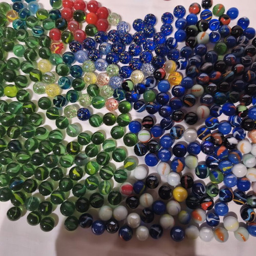 Glass marbles like new, set of 360 pieces