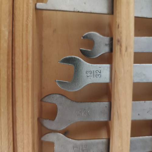 Wooden tool case for children used, realistic design