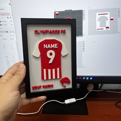 Personalized 3D Olympiacos Jersey Frame new