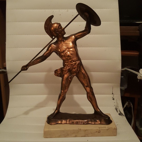 Vintage Achilles statue bronze with marble base like new