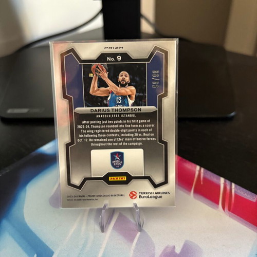 Darius Thompson 2023-24 Panini Prizm Turkish Airlines EuroLeague Purple Prizm card, like new