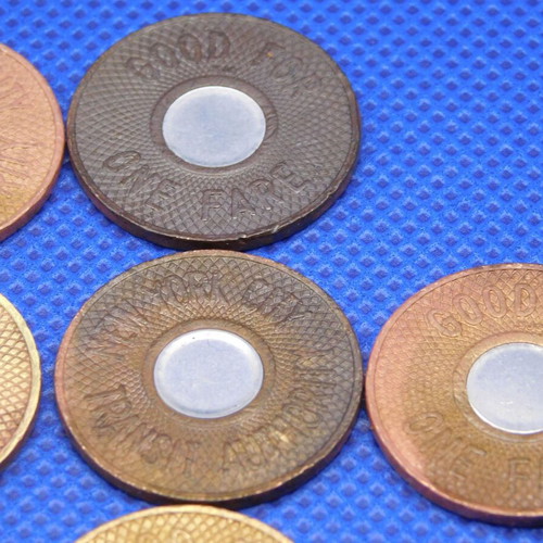 NYC Bullseye Subway Tokens 1986-1995, set of 10