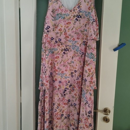 Deerberg Viscose Dress for Curvy Girls, Like New, Pink Floral, XXL