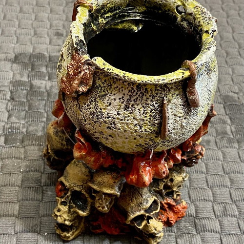 Decorative Cauldron with Skulls new, gothic aquarium ornament