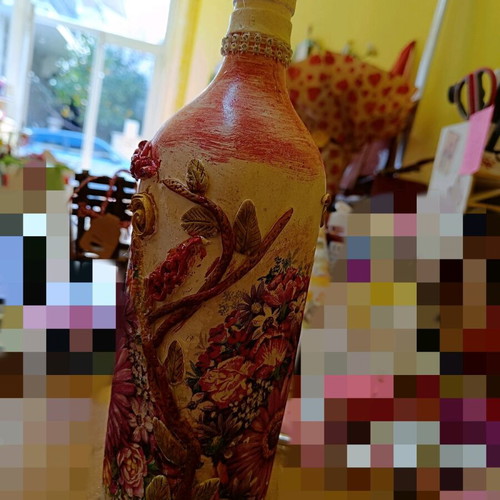 Decorative vase new, handmade with floral design