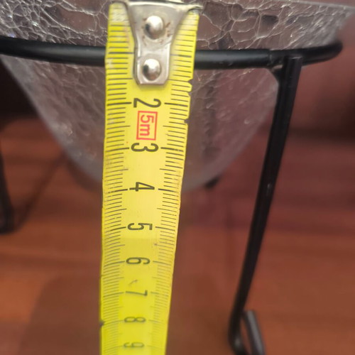 Decorative crackle bowl with metal base like new