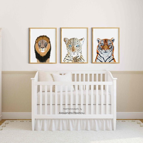 Set of three prints Tiger, Leopard, Lion new