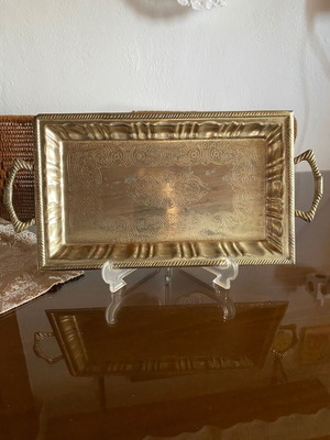 Doukas Silver Ware Co Vintage Silver Tray used, 32x19 cm