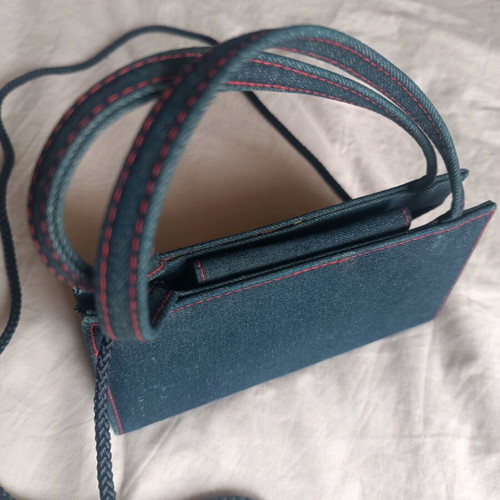 Mini Skondras bag blue denim with strass logo like new
