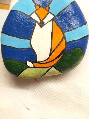 Decorative stone new, painted with tempera