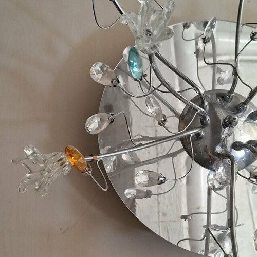 Ceiling lamp with multicolored Swarovski crystals used