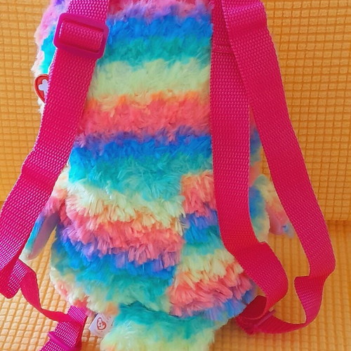 Ty plush backpack with owl design like new, multicolored