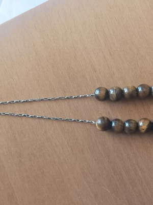 Κομπολόι με χάντρες Tiger's Eye και ασήμι 925 μεταχειρισμένο
