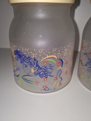 Collectible Storage Jars with Stathopoulos Designs like new, set of 3