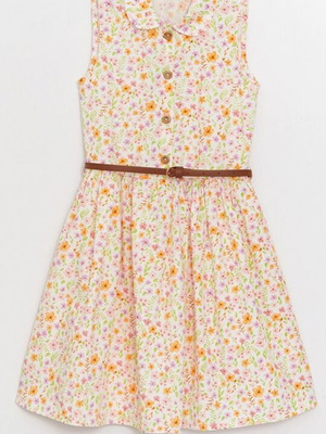 LCW sleeveless dress for girls 7-8 years like new with flowers and buttons
